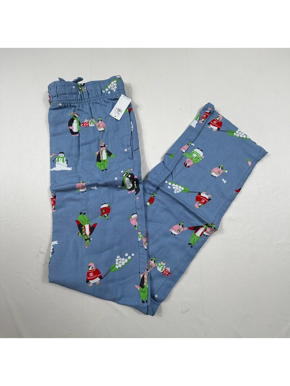 Old Navy Blue Cotton Lounge Pants with Penguin Print, Size Large